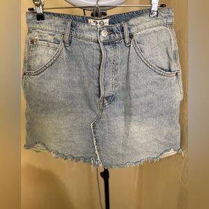 We The Free Cut Off Denim Mini Skirt